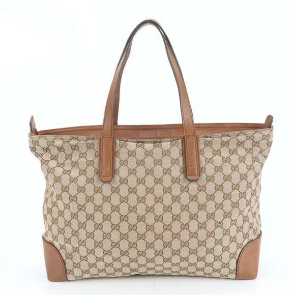 Gucci GG Canvas Sherry Line Leather Tote Bag, Brown, Men's, 308928 - Picture 3 of 9